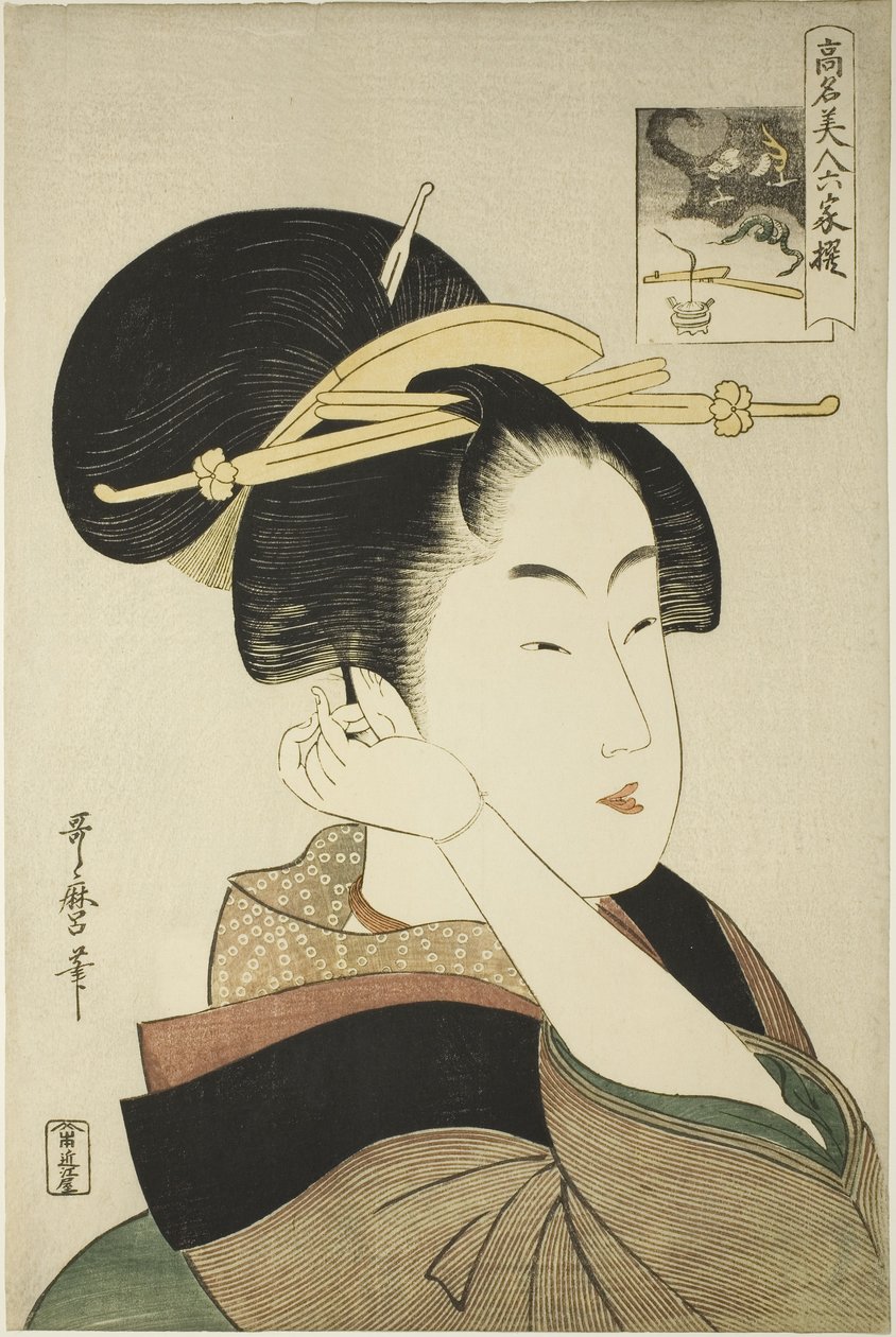 Tatsumi Roko, uit de serie Beroemde schoonheden vergeleken met de zes onsterfelijke dichters door Kitagawa Utamaro