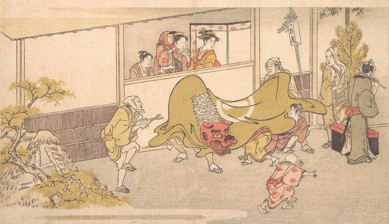 De Leeuwendans, 1789 door Kitagawa Utamaro