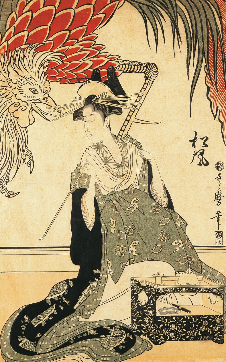 De Oiran Matsuzake met een pijp door Kitagawa Utamaro