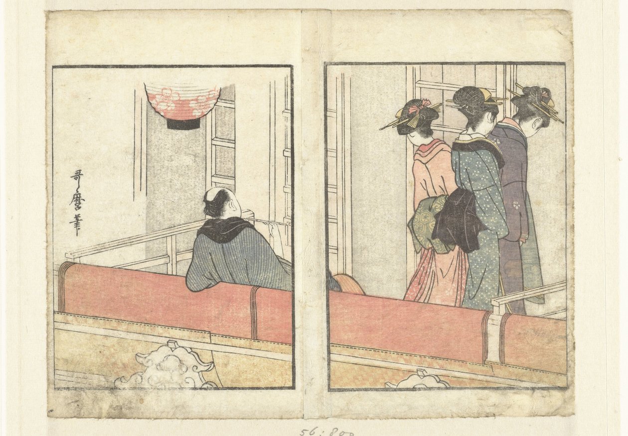 Theaterloge door Kitagawa Utamaro