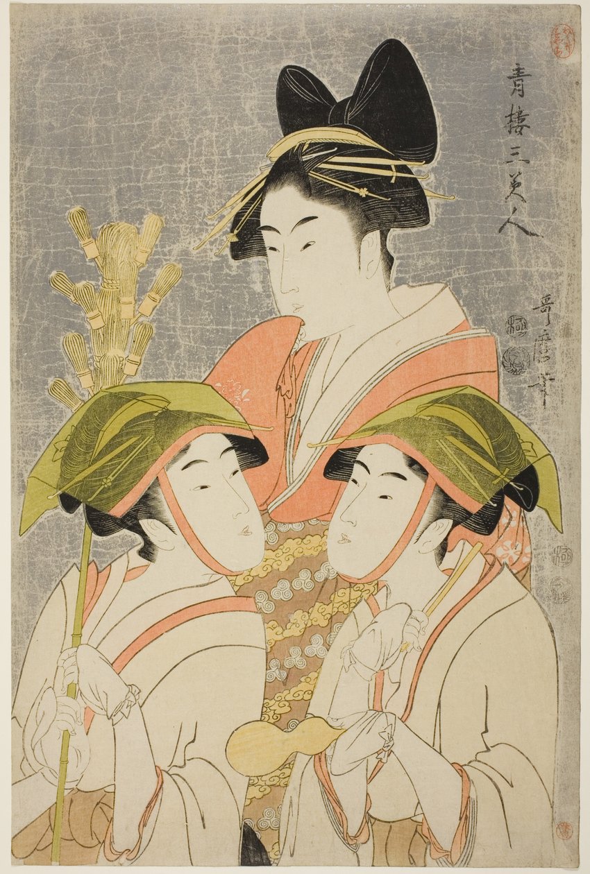 Drie Schoonheden van Yoshiwara (Seiro san bijin) door Kitagawa Utamaro