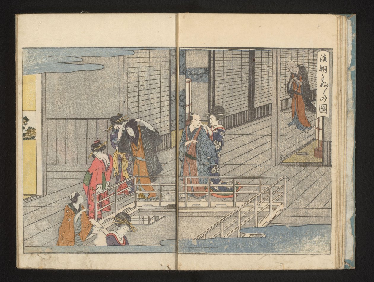Vertrekkende gasten door Kitagawa Utamaro