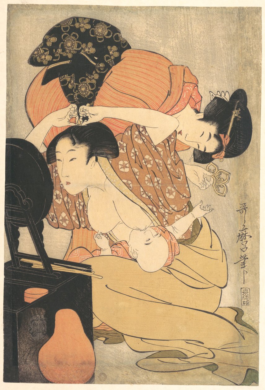 Vrouw en kind door Kitagawa Utamaro