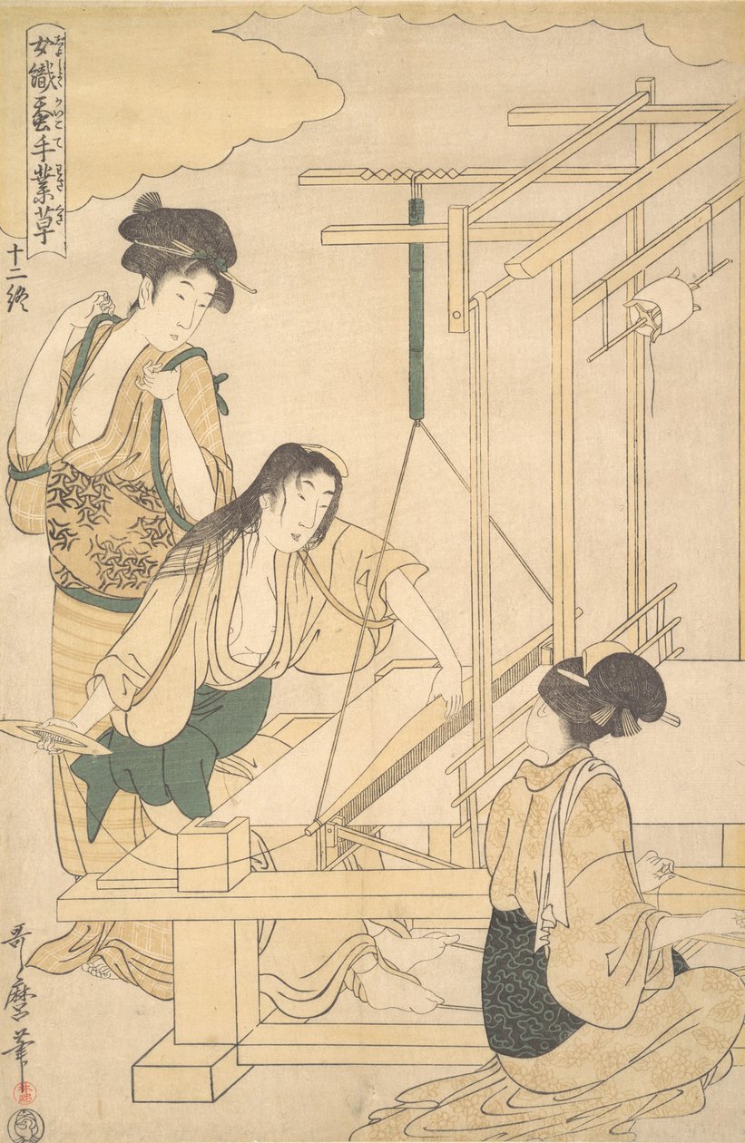 Vrouwen Weven Zijde, ca. 1800 door Kitagawa Utamaro