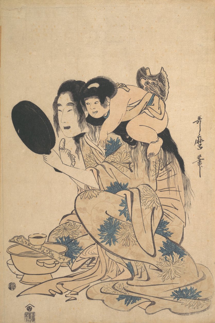 Yamauba die haar tanden zwart maakt en Kintoki, ca. 1795 door Kitagawa Utamaro