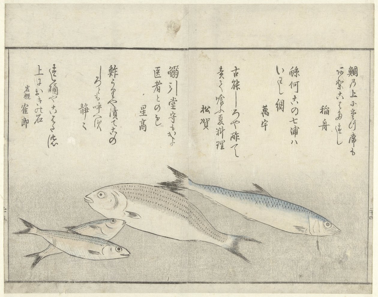 Vier vissen door Kitao Masayoshi