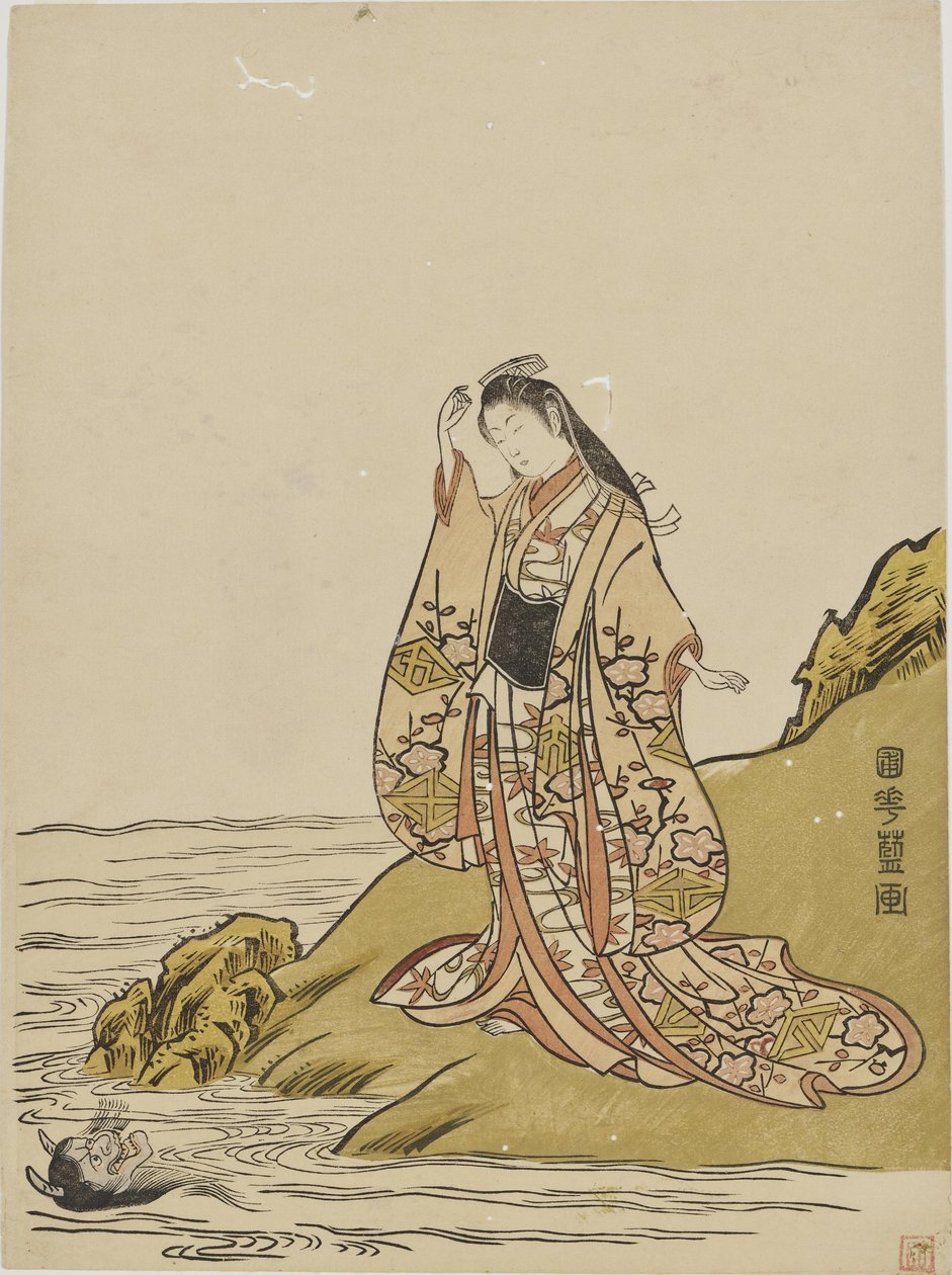 Het bekijken van esdoornbladeren door Kitao Shigemasa