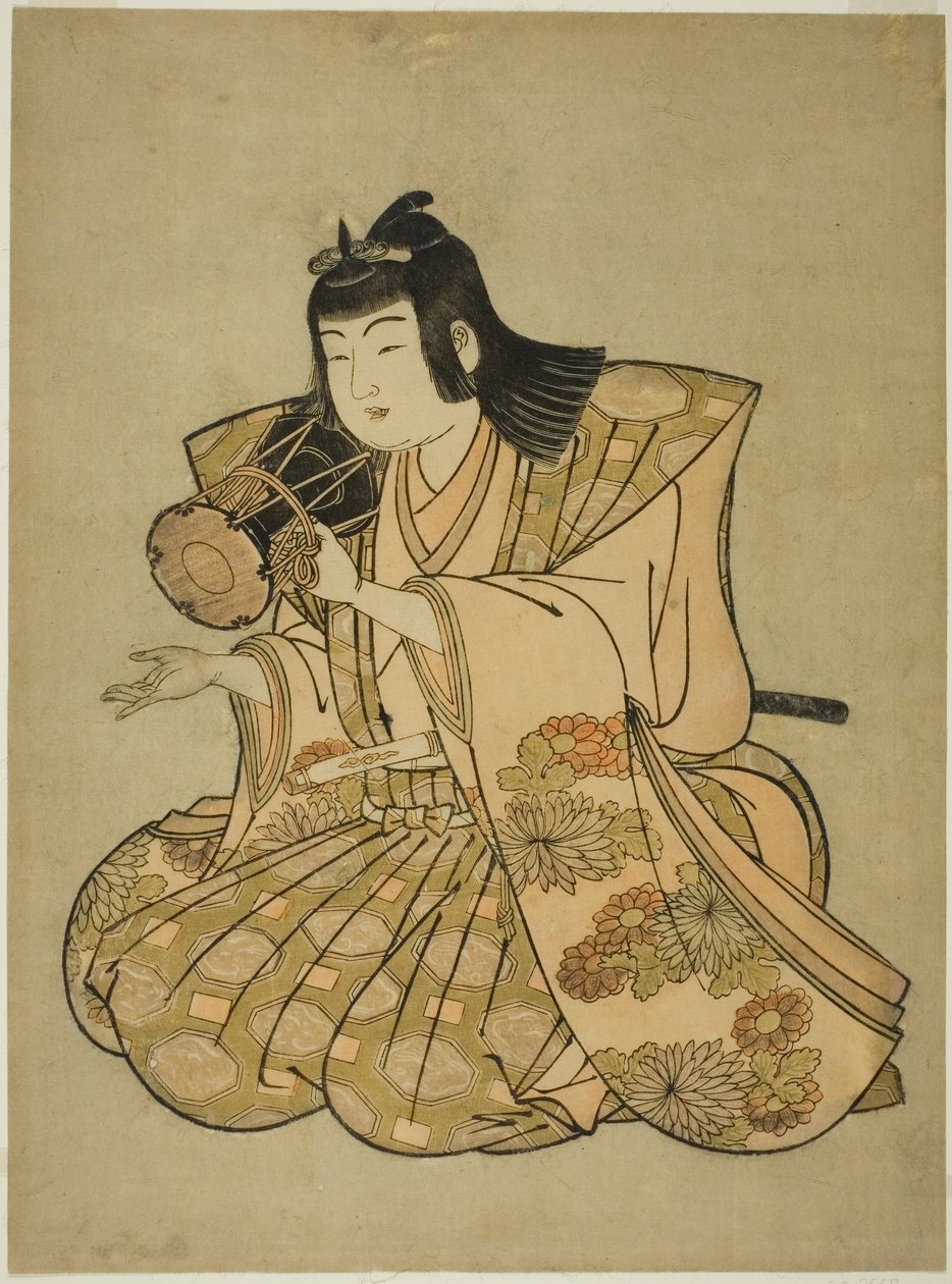 De Handtrommelspeler, uit een ongetitelde serie van vijf muzikanten door Kitao Shigemasa