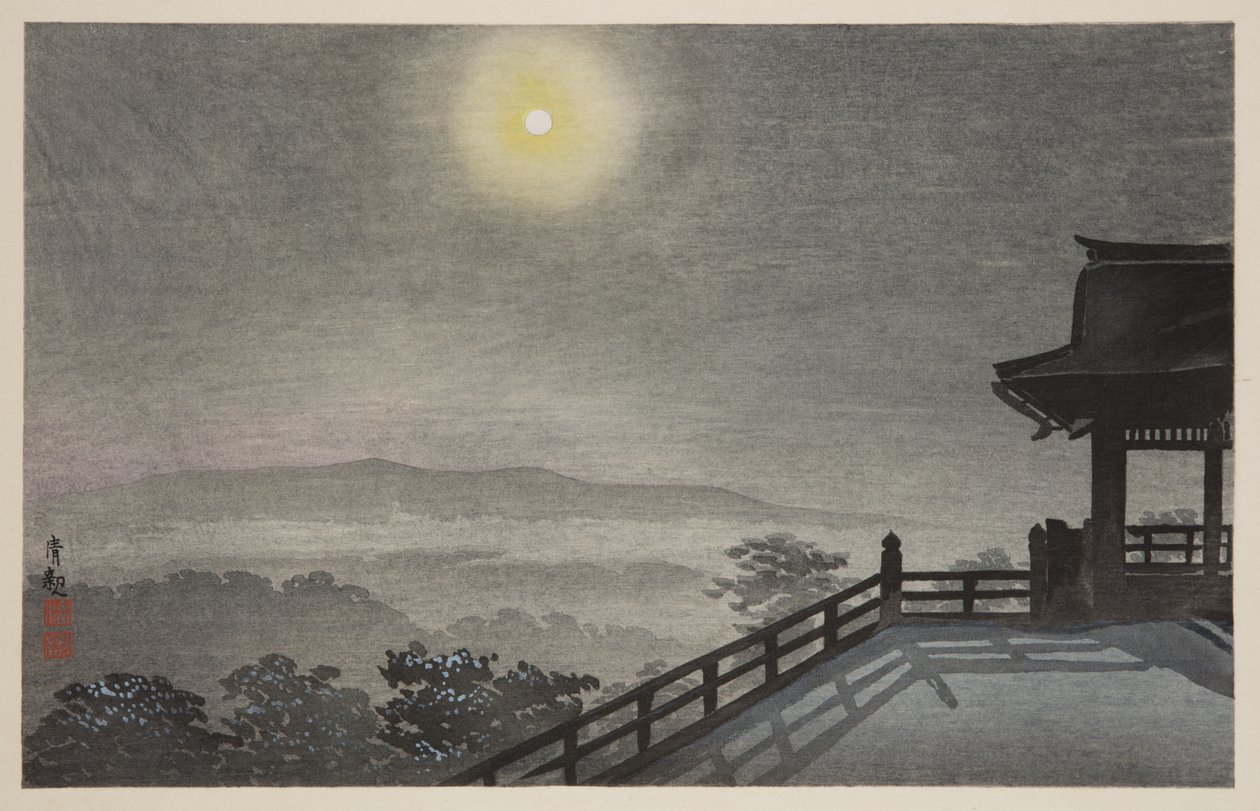 Koele Maanavond bij Kiyomizudo in de Oostelijke Hoofdstad door Kiyochika Kobayashi