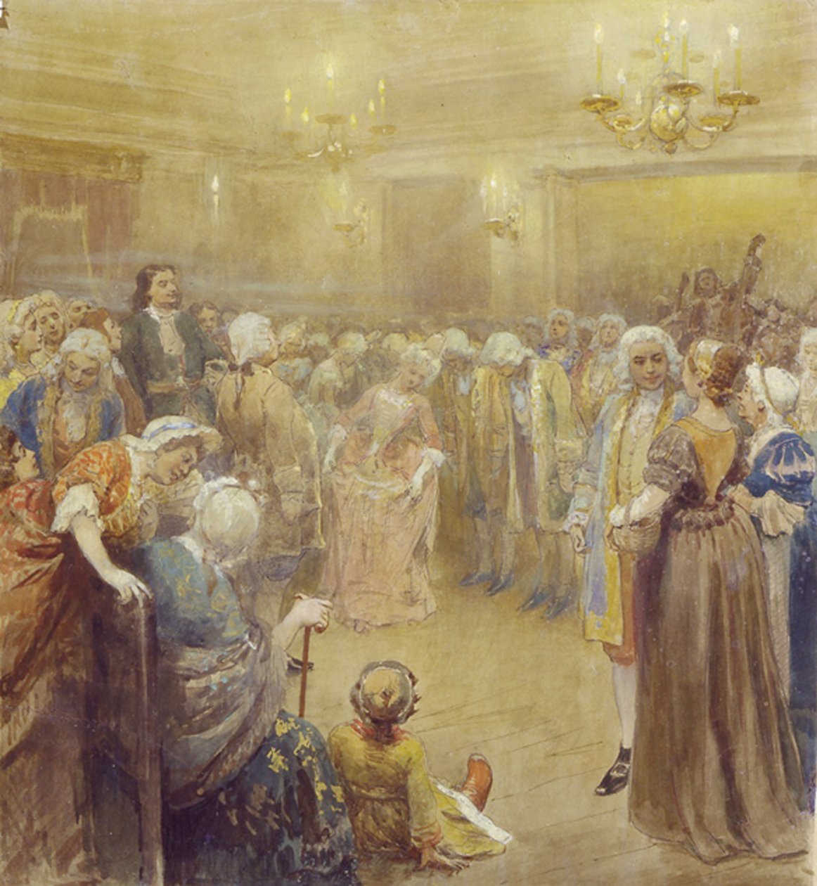 De Vergadering ten tijde van Peter I door Klavdiy Vasilievich Lebedev