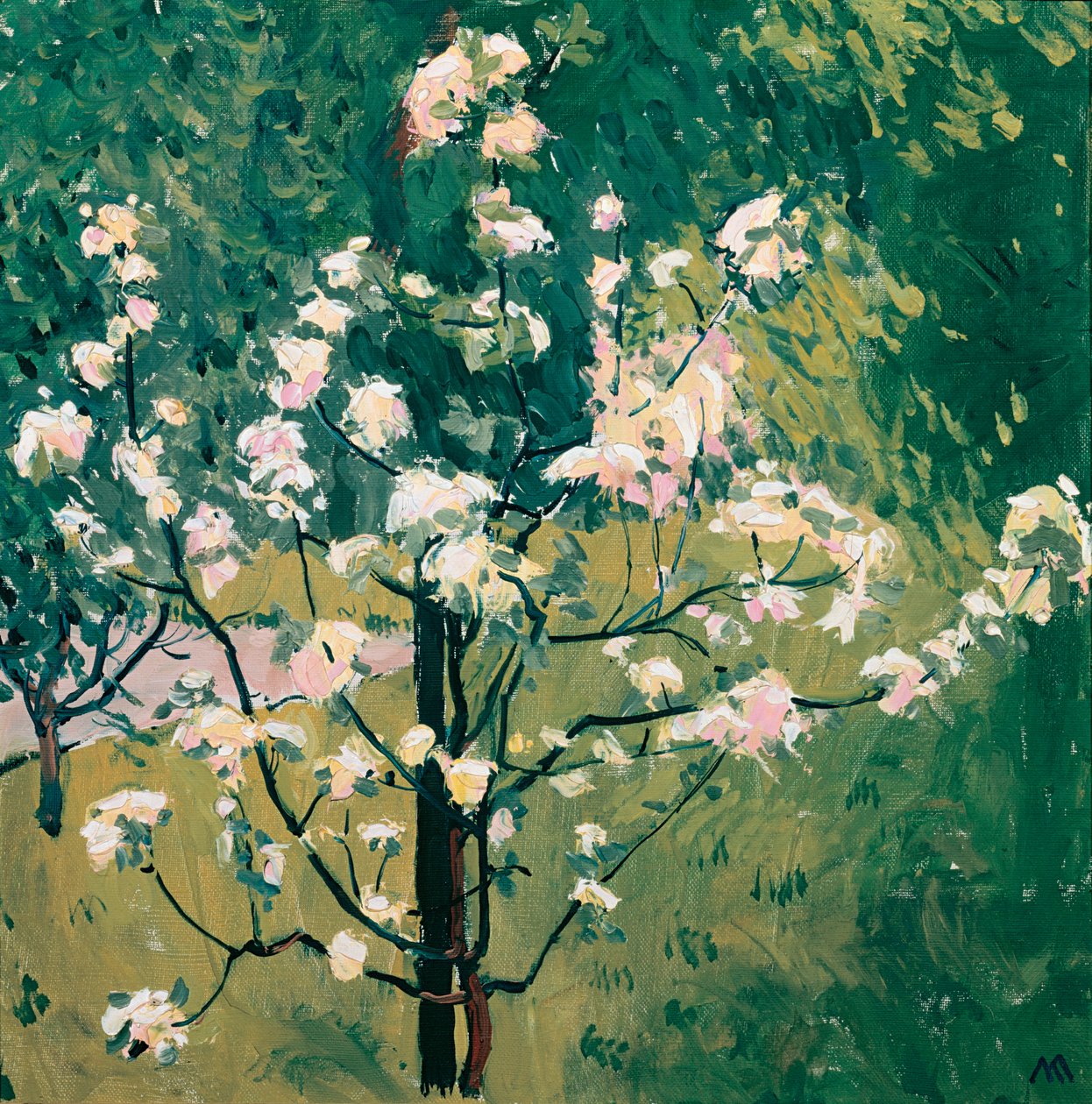 Blühender Baum im Garten - Bloeiende boom in de tuin ... (olieverf op doek) door Koloman Moser