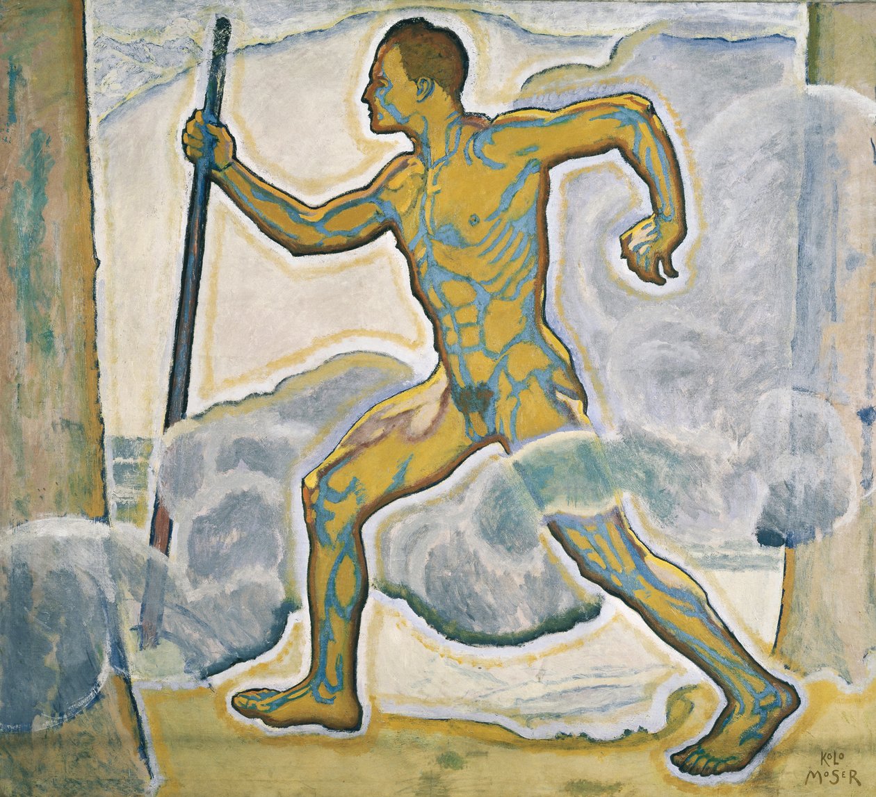 Der Wanderer - De wandelaar ... (olieverf op doek) door Koloman Moser