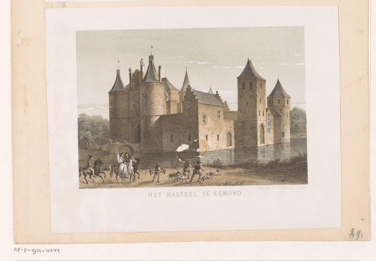 Gezicht op Kasteel Egmond door Koninklijke Nederlandse Steendrukkerij van C.W. Mieling