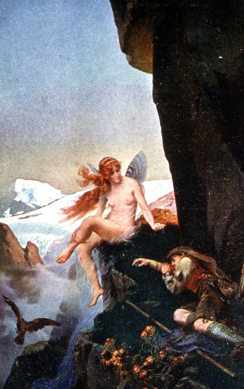 Fee in de Zwitserse Alpen, ca. 1910 (illustratie) door Konrad Dielitz