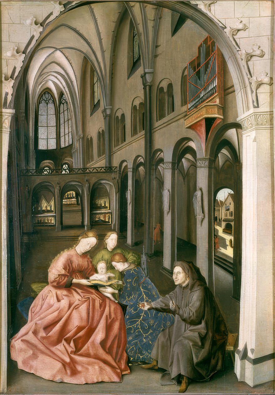 De Heilige Familie met de heilige Barbara en de heilige Catharina door Konrad Witz