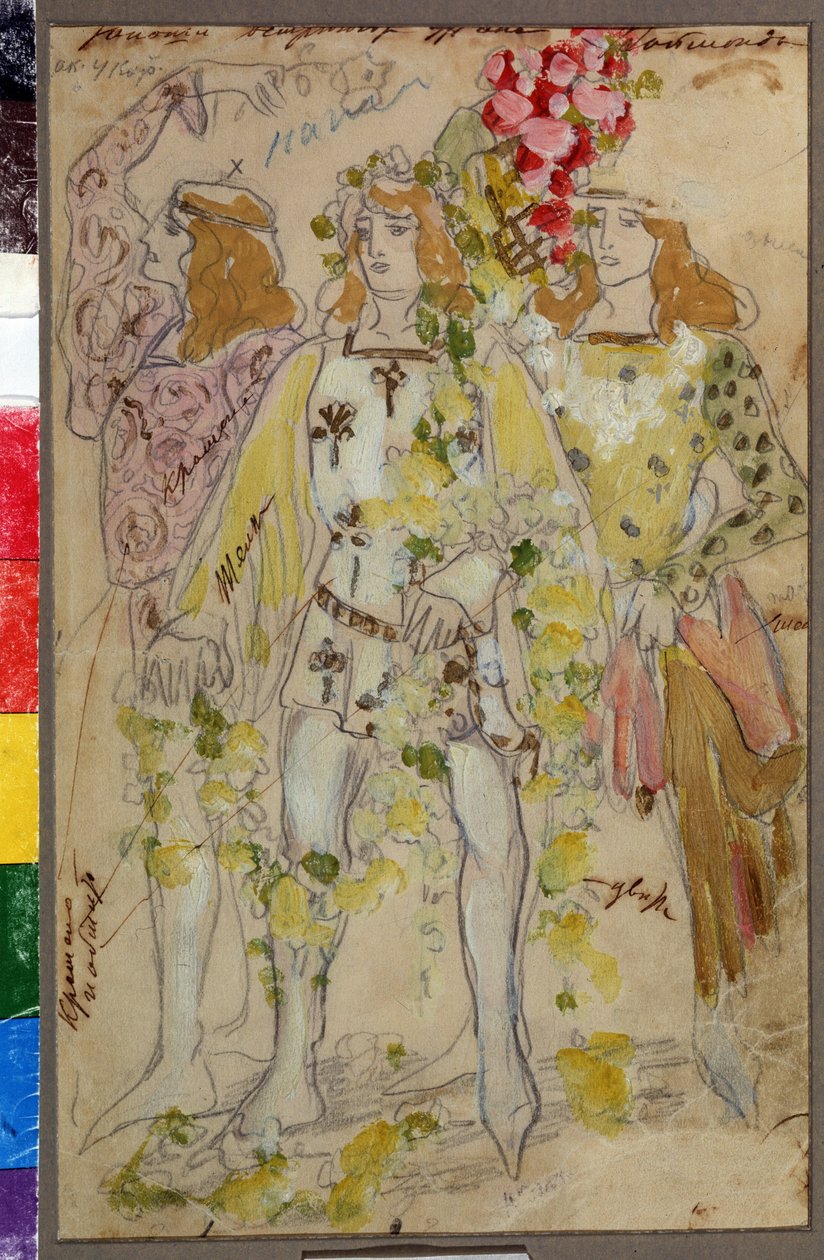 Kostuumontwerp voor het ballet Raymonda van A. Glazunov door Konstantin Alekseevich Korovin