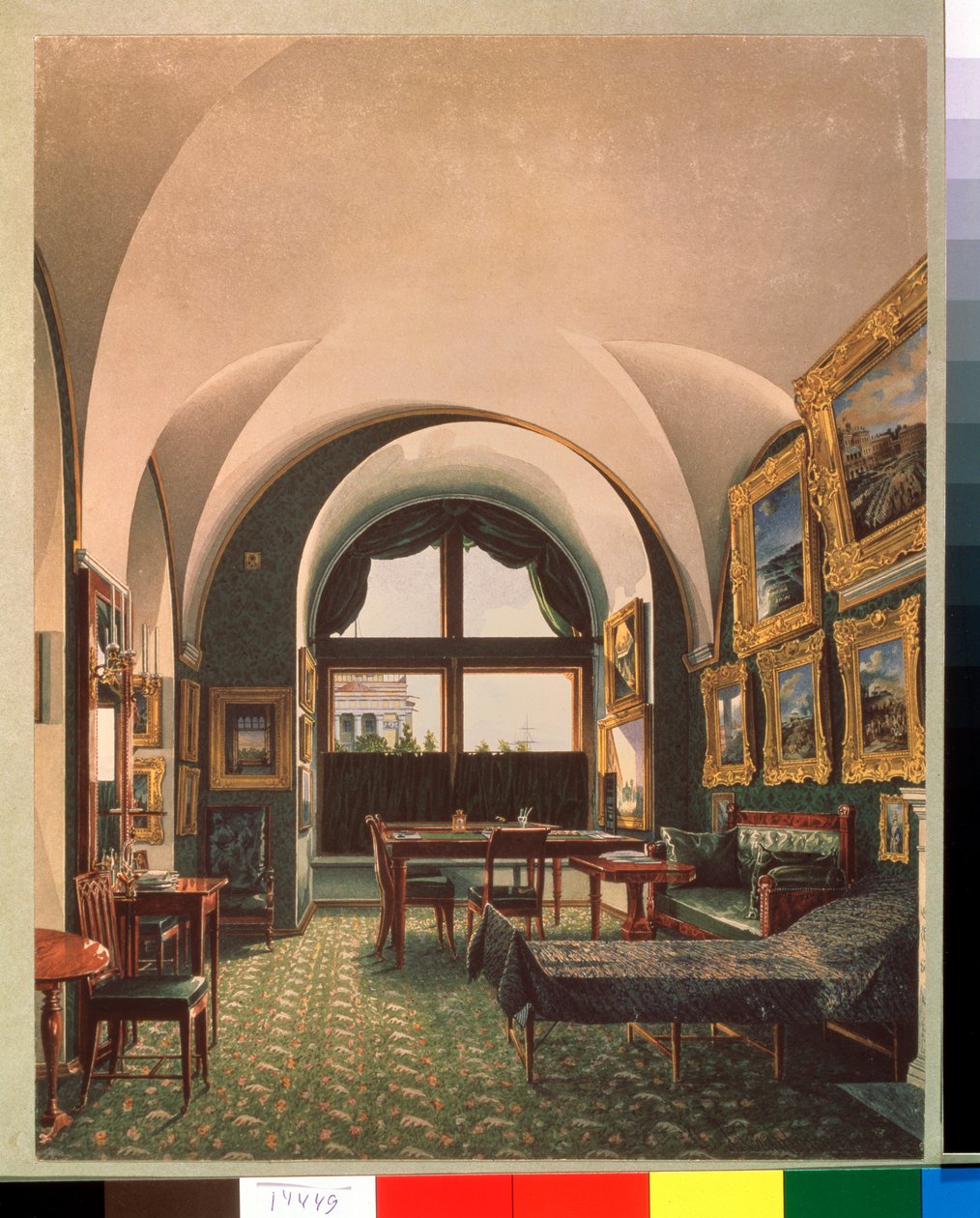 De kleine studeerkamer van keizer Nicolaas I in het Winterpaleis in Sint-Petersburg door Konstantin Andreyevich Ukhtomsky