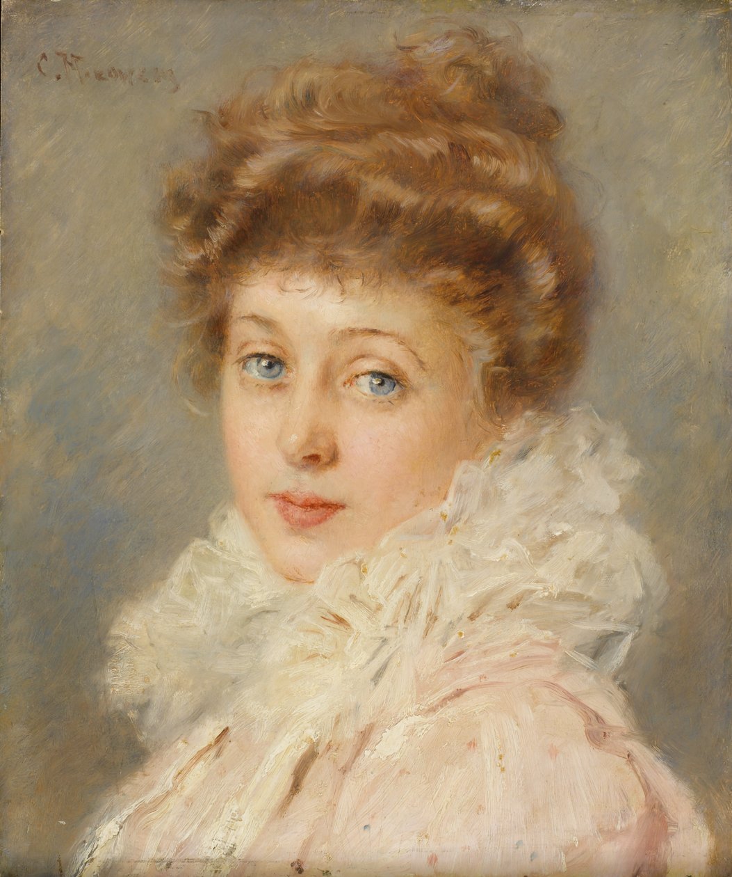 Portret van een elegante vrouw door Konstantin Egorovich Makovsky
