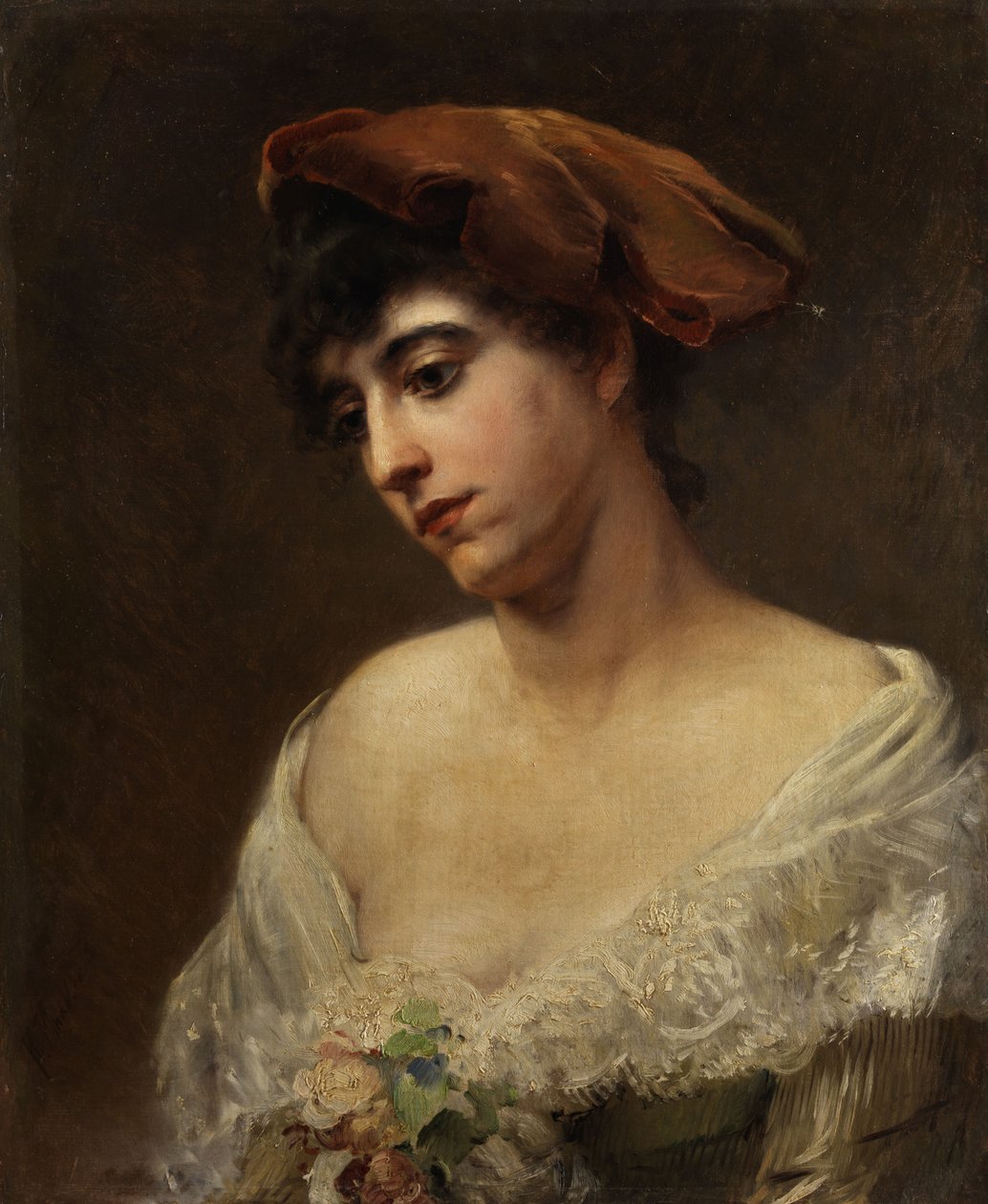 Konstantin Makovsky Portret van een jonge vrouw door Konstantin Makovsky