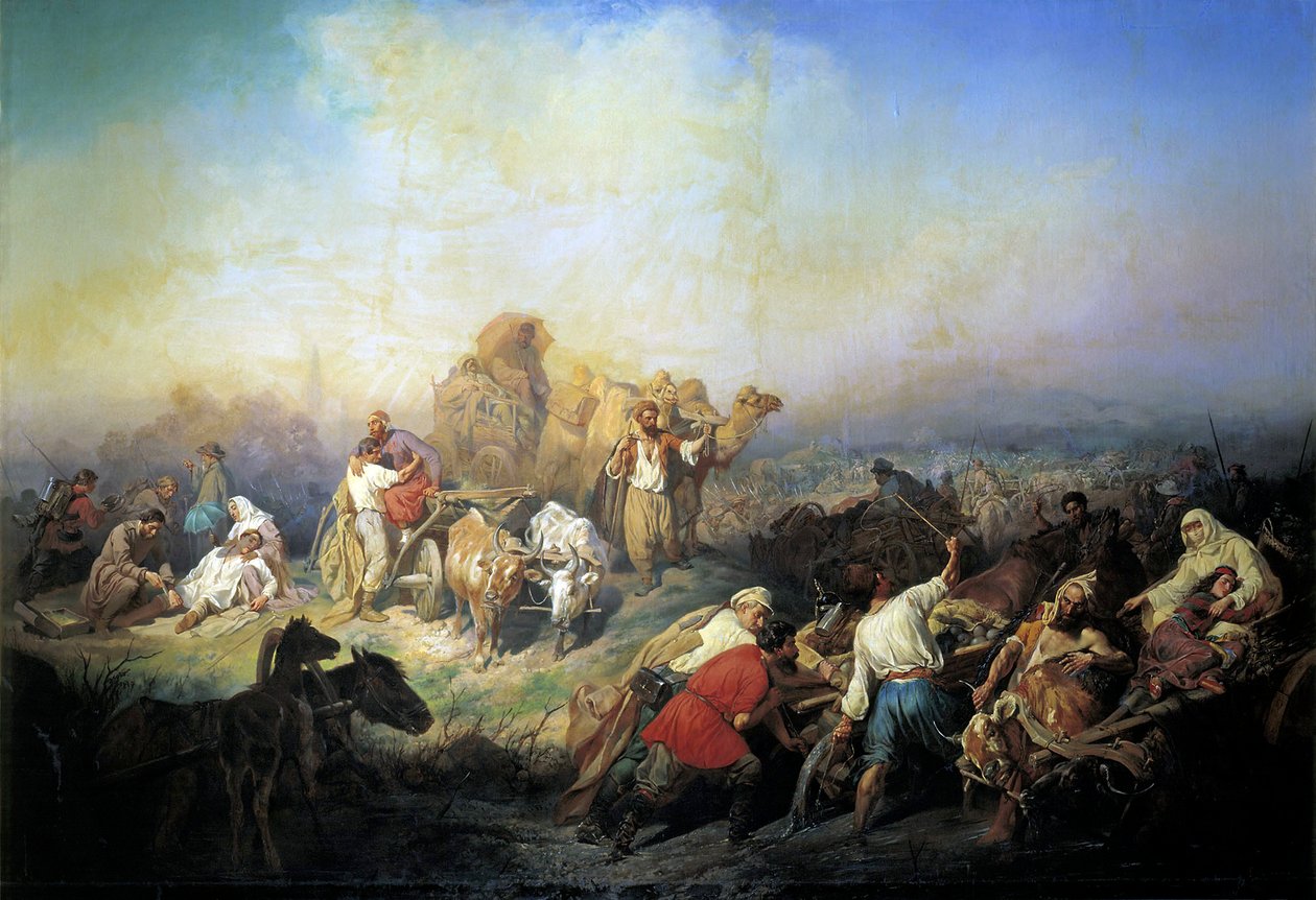 De Militaire Weg tussen Sebastopol en Simferopol ten tijde van de Krimoorlog, 1858 door Konstantin Nikolayevich Filippov