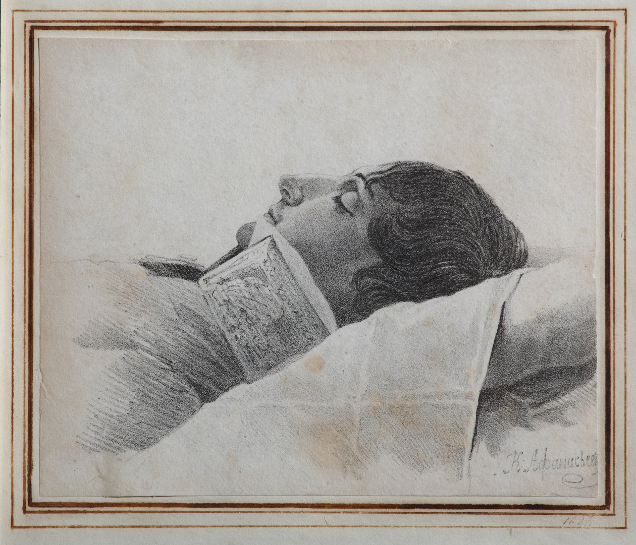 Dimitri Venevitinov 1805-1827 op het sterfbed, 1827 door Konstantin Yakovlevich Afanasyev