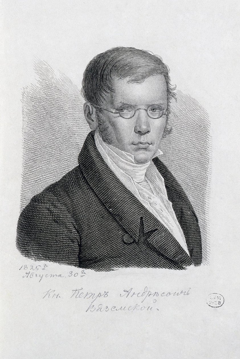 Portret van de Dichter Prins Pyotr Andreyevich Vyazemsky 1792-1878 door Konstantin Yakovlevich Afanasyev