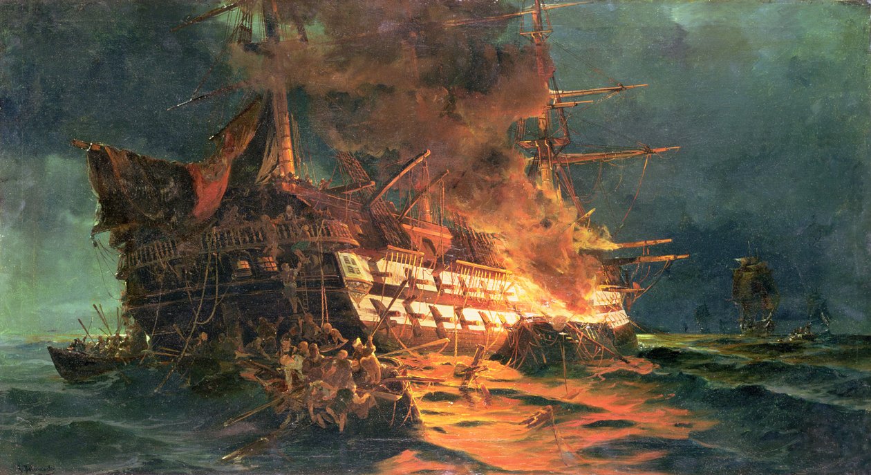 Het Verlies van de Ajax, bij Kaap Janissary door Konstantinos or Constantin Bolanachi