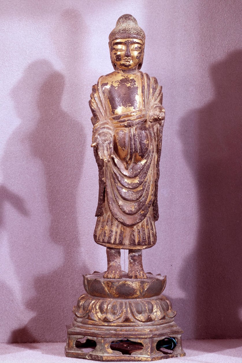 Koreaanse kunst: Boeddhabeeldje in verguld brons. Silla-periode, 8e eeuw. Hyung pil Chun Collectie door Korean School