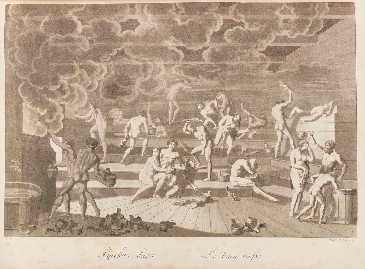 Een Russische badhuis. Les peuples de la Russie ou description des moeurs door Charles de..., 1811-1812 door Korneev