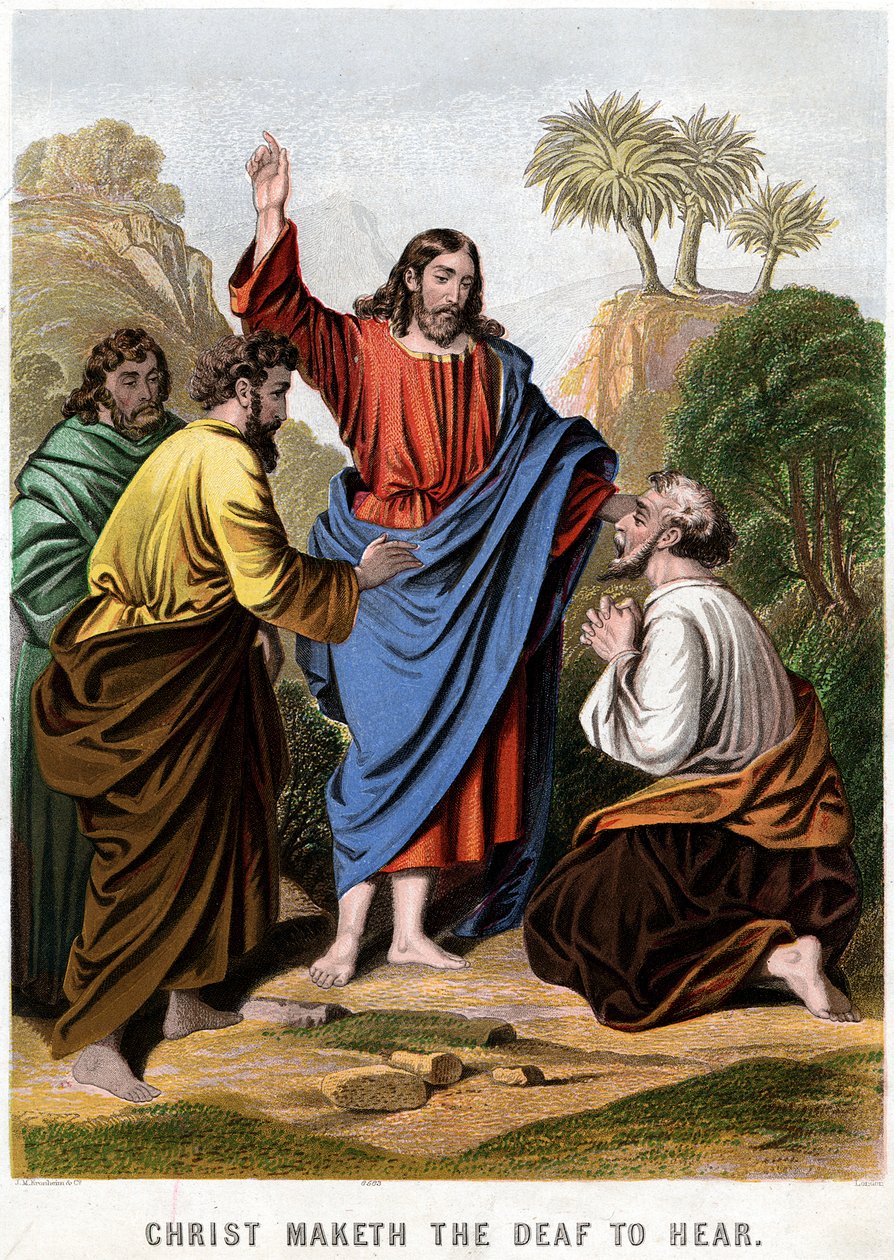 Christus maakt de doven horend, 1860 door Kronheim and Co