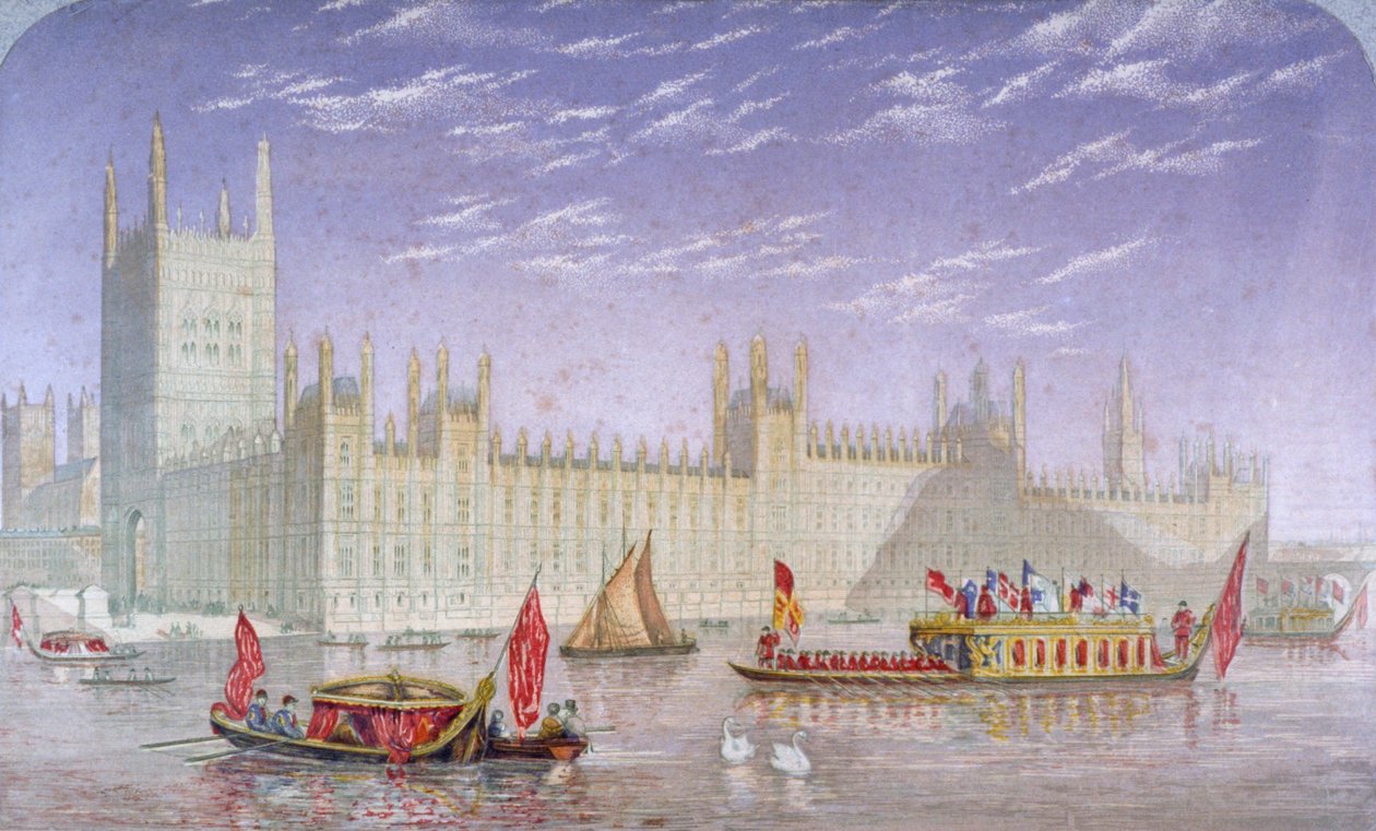 Het Paleis van Westminster, Londen, ca. 1850 door Kronheim and Co
