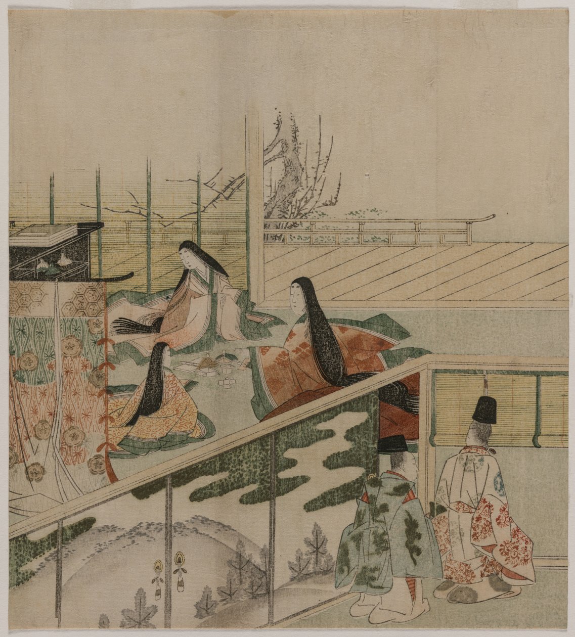 Hofdames die poppen maken door Kubo Shunman