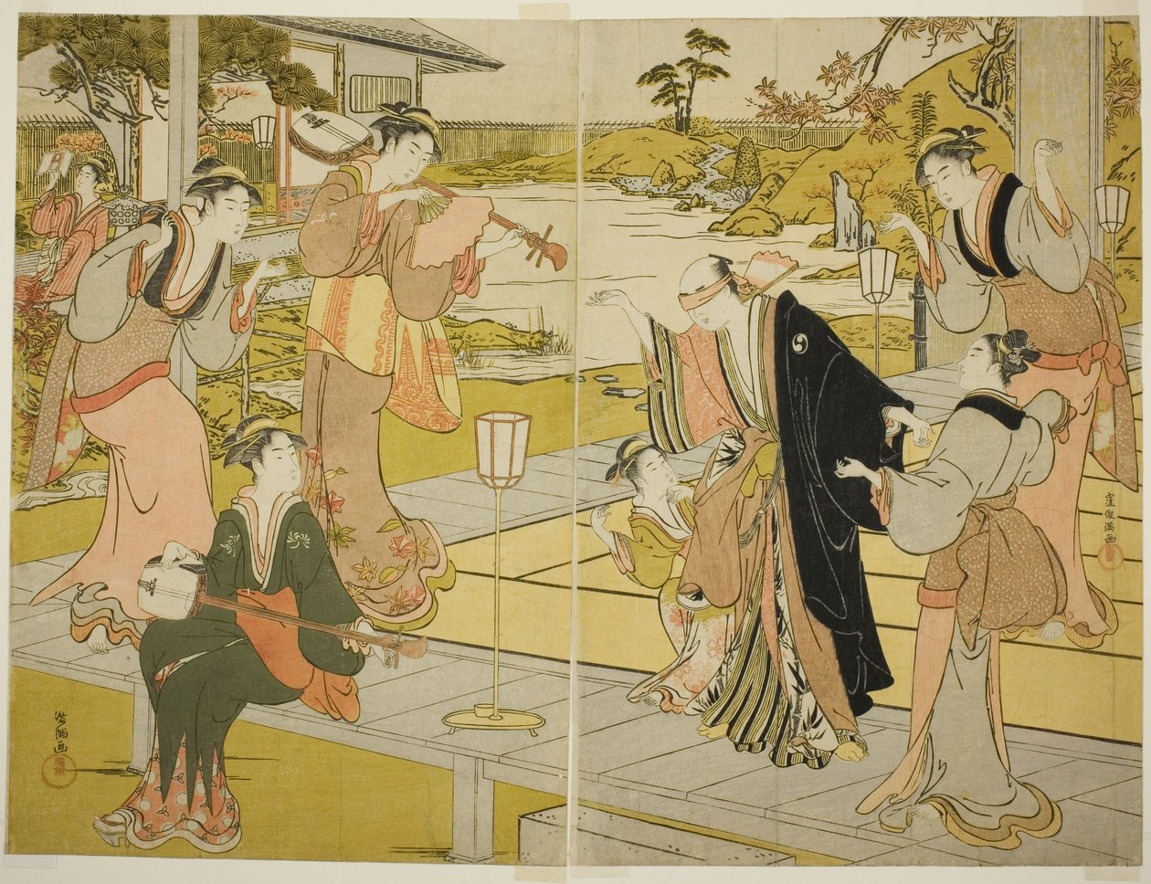 Oboshi Yuranosuke in het Ichiriki Theehuis, uit scène VII in het Pakhuis van Loyale Retainers door Kubo Shunman
