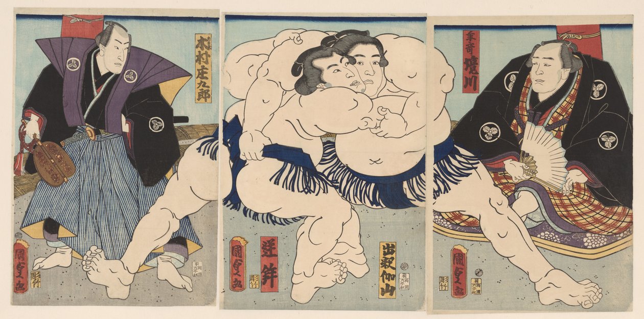 Sumowedstrijd door Kunisada (II) , Utagawa