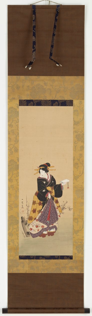Een Oiran bij een Pruimenboom, midden 19e eeuw door Kuniyuki Utagawa