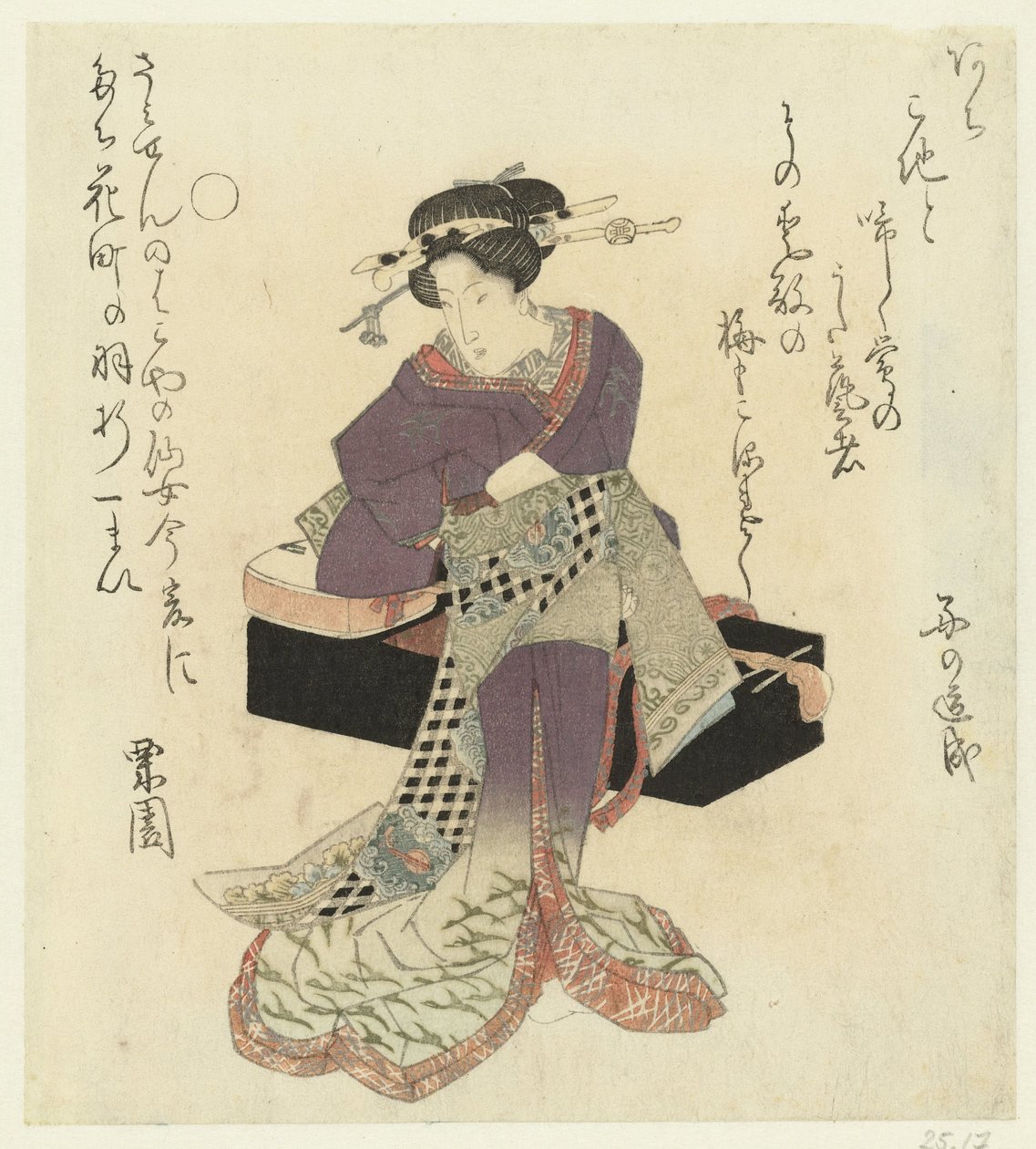 Geisha bindt haar ceintuur om door Kurizono