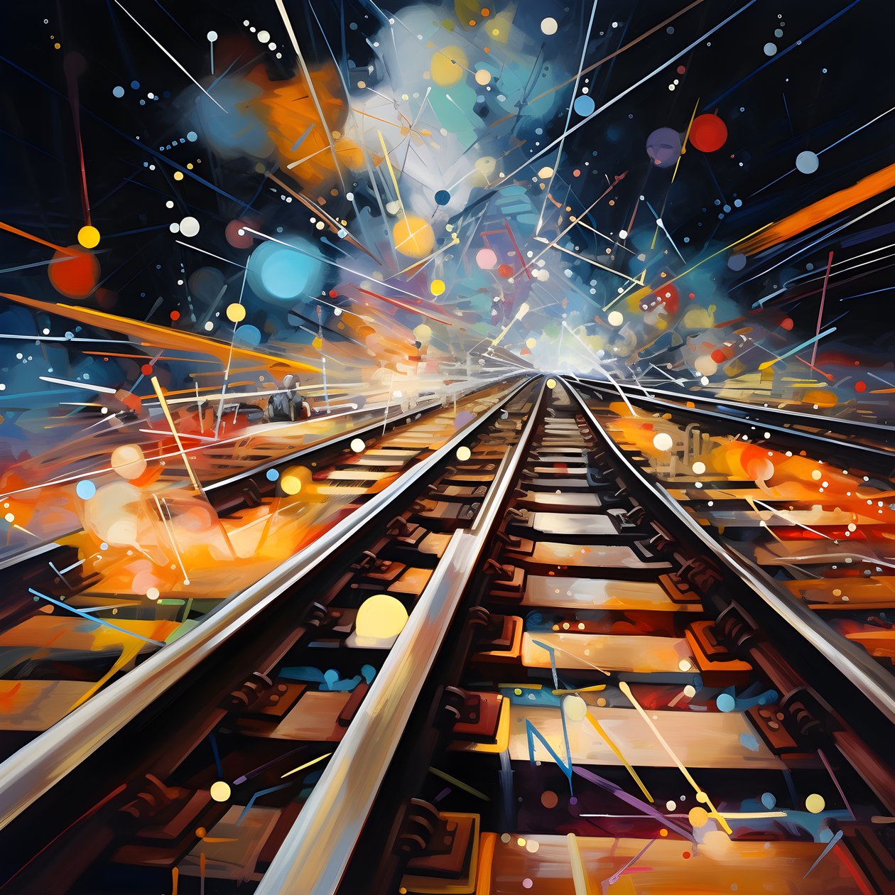 Een abstract schilderij vol fantasie, spoorfotografie 2 door Kurt Heppke