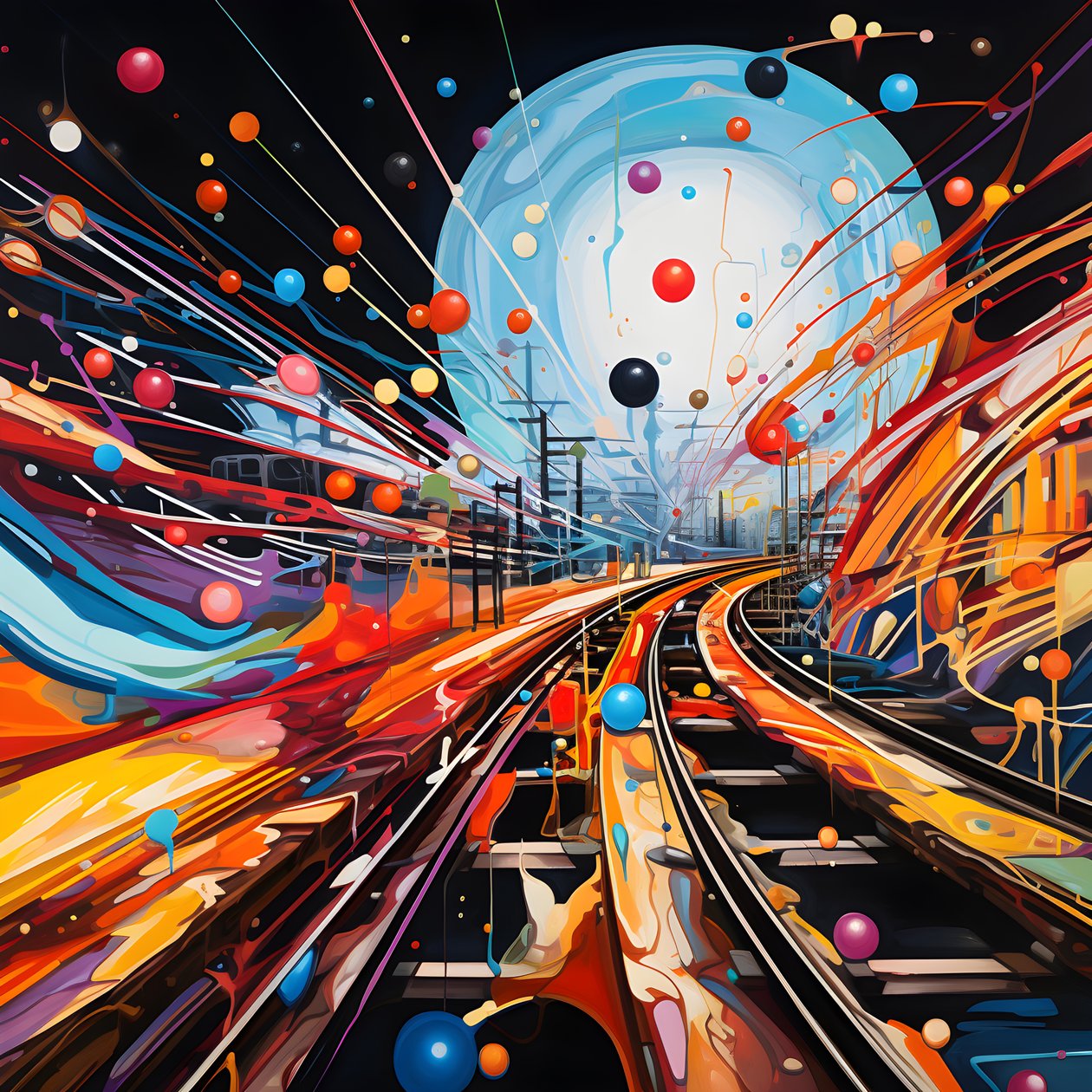 Een abstract schilderij vol fantasie, spoorfotografie 4 door Kurt Heppke
