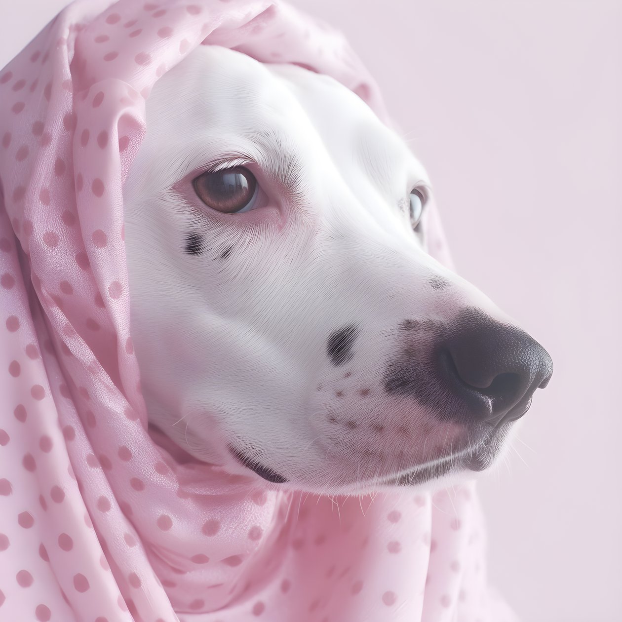 Fascinerende close-up van een roze varken met witte dalmatiërvlekken in moirépatroon door Kurt Heppke