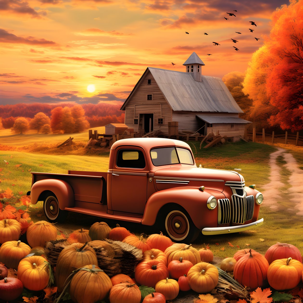 een oldtimer-pickuptruck op een herfstzonsondergangavond 4 door Kurt Heppke