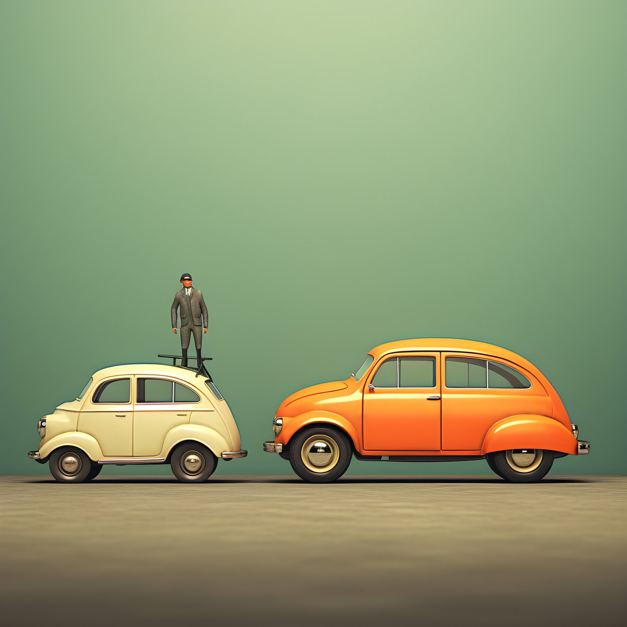 een grote en een kleine auto 2 door Kurt Heppke