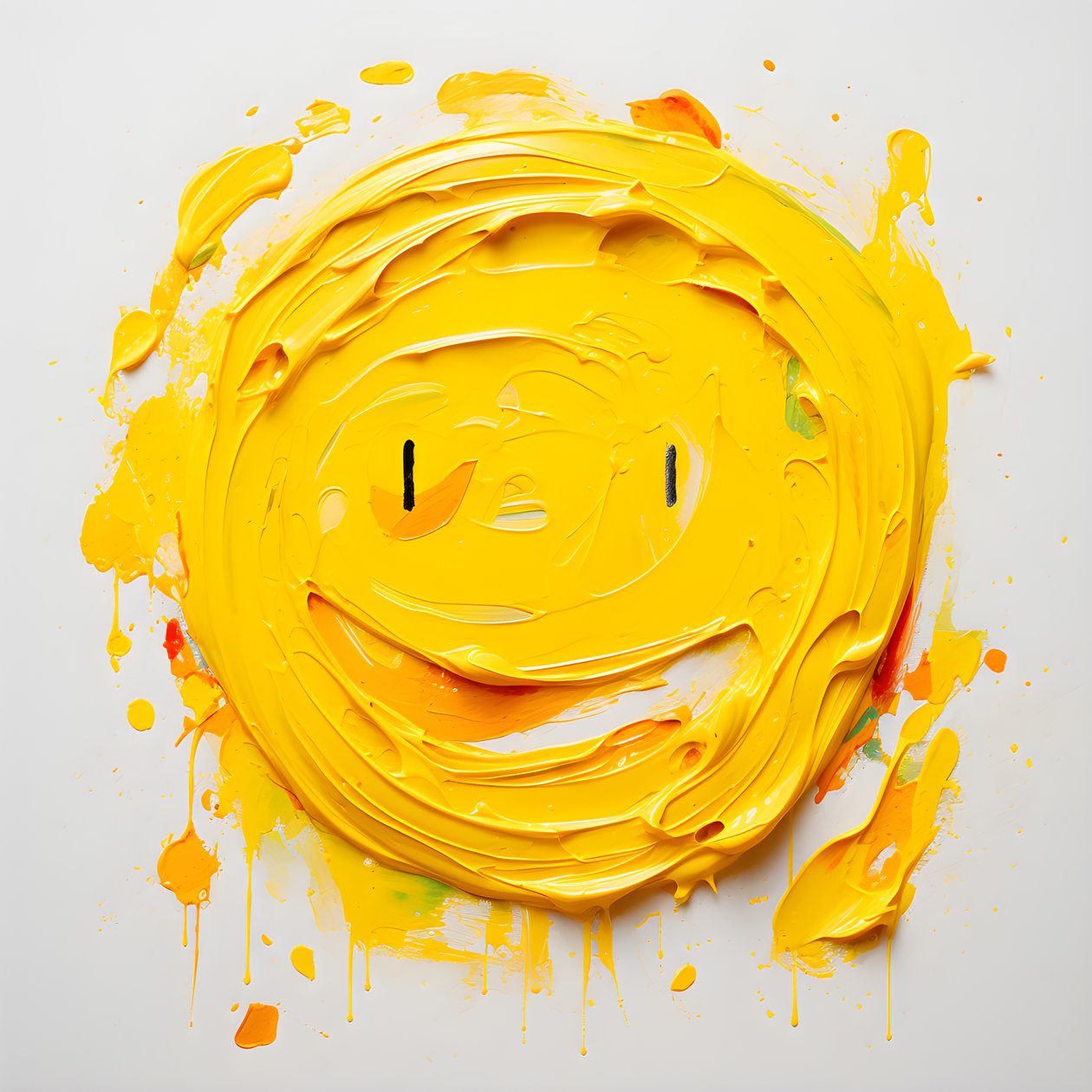 geel smiley-gezicht in impasto geschilderd 2 door Kurt Heppke