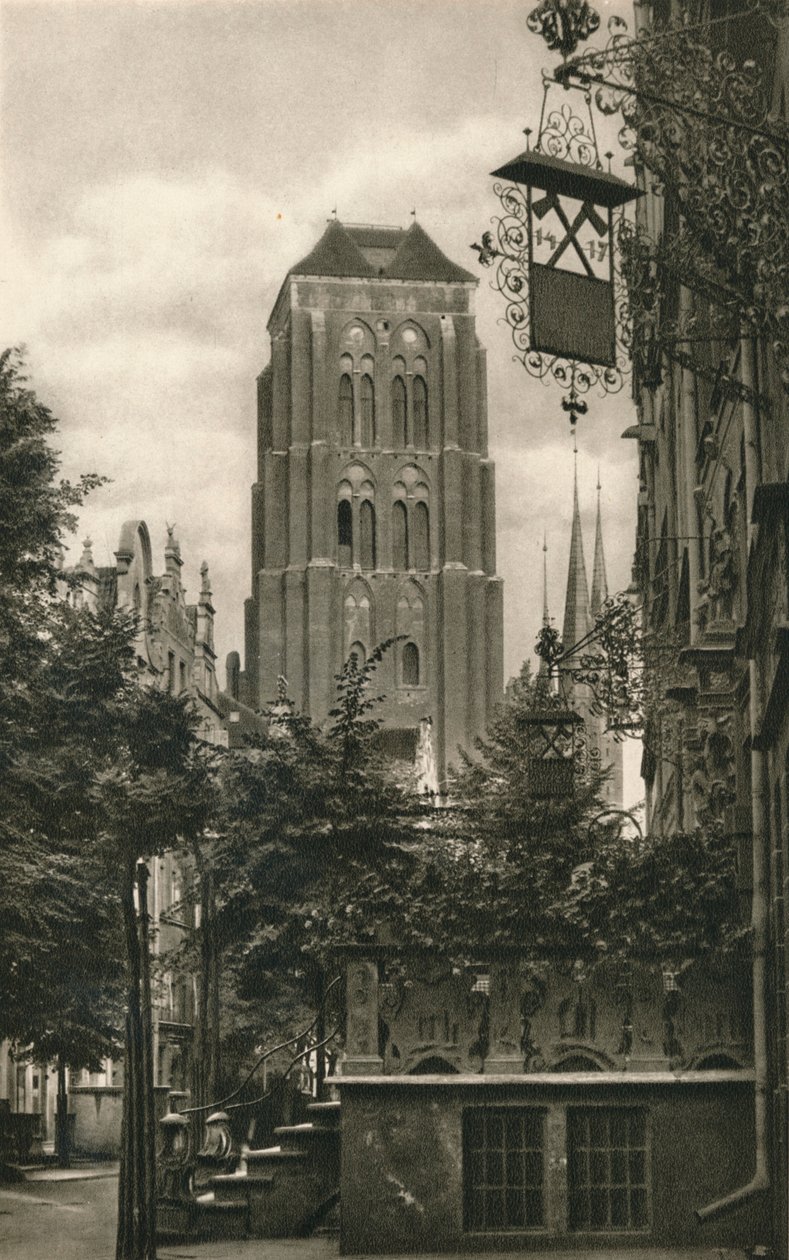 Danzig. Jopengasse - Marienkirche, 1931 door Kurt Hielscher