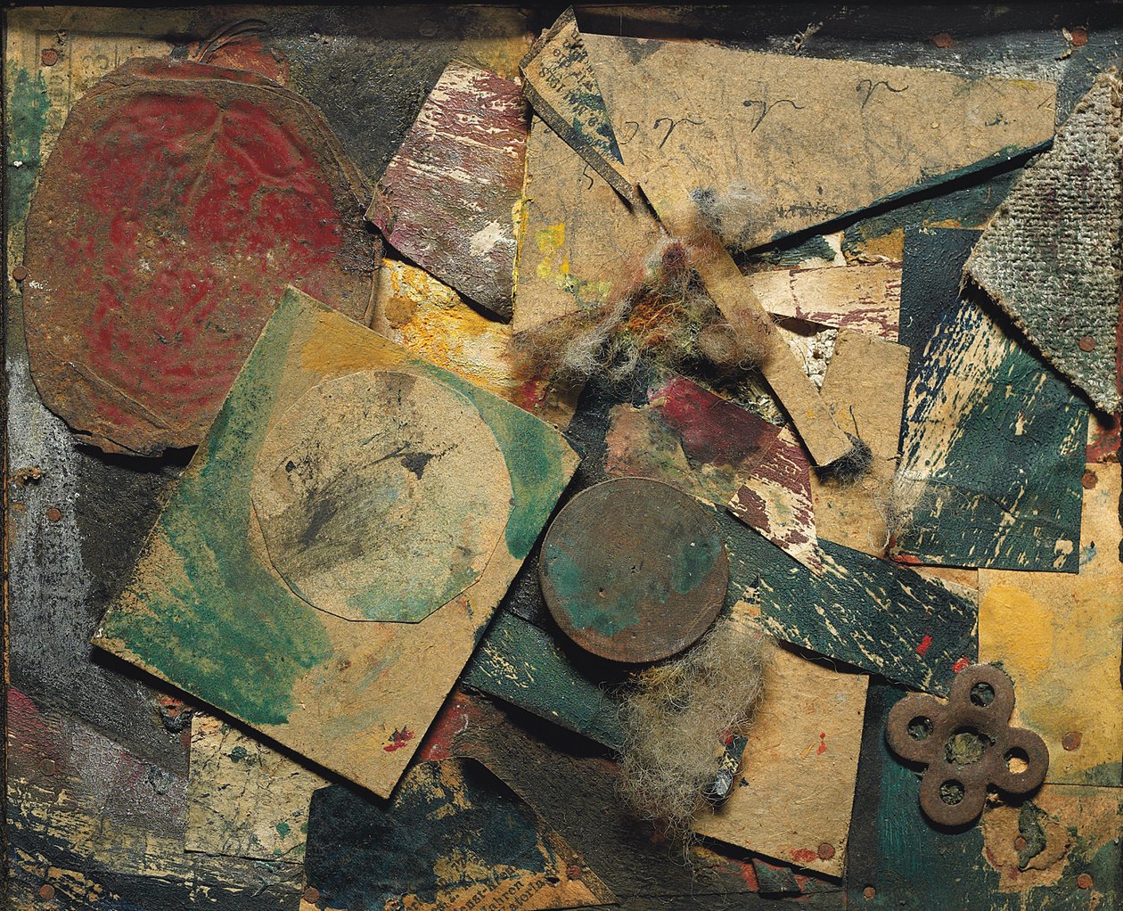 Merzbeeld 9A, beeld met damesteen door Kurt Schwitters