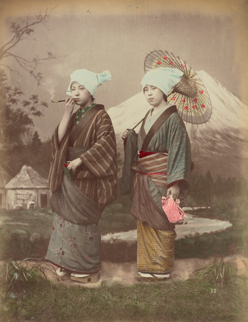 Japanse Reizigers, ca. 1880 door Kusakabe Kimbei