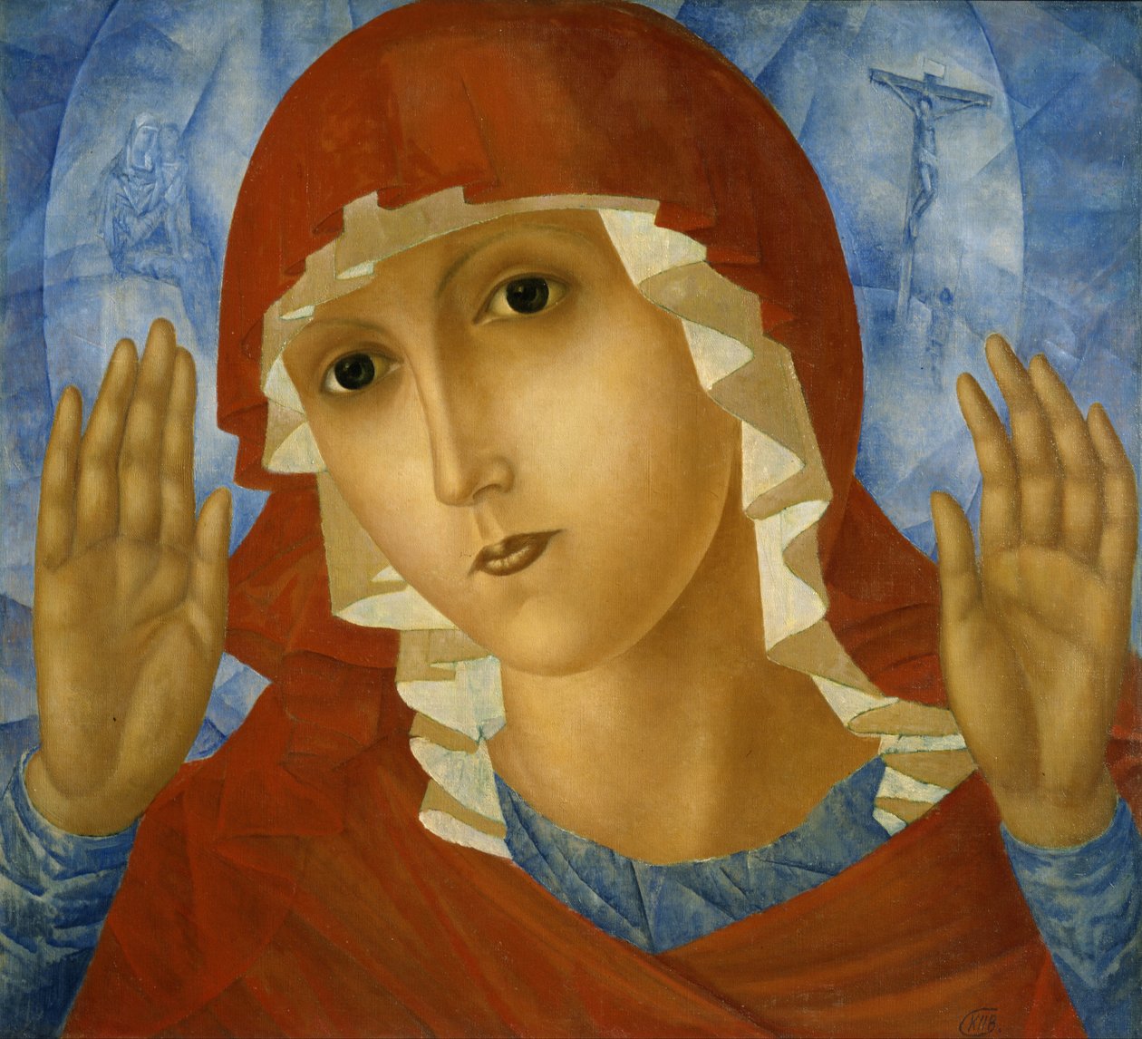 De Moeder Gods van tederheid jegens kwade harten door Kuzma Petrov Vodkin