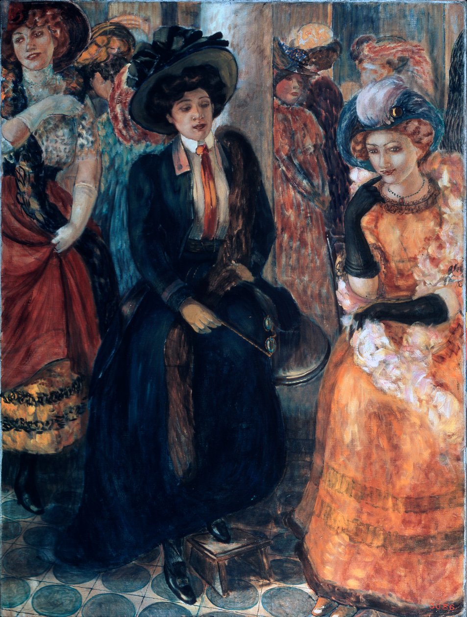In een café door Kuzma Sergeevich Petrov Vodkin