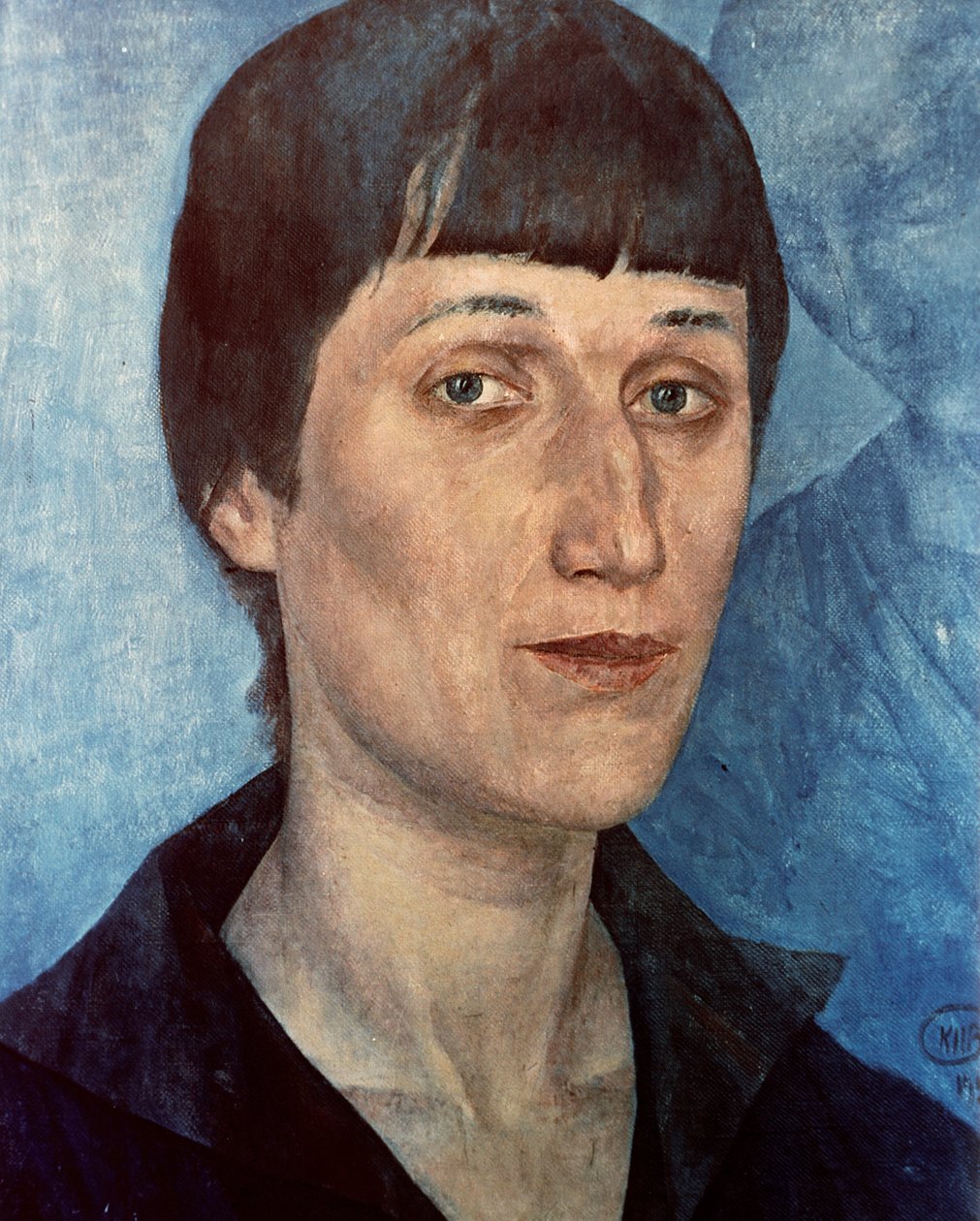 Portret van Anna Achmatova, Russische dichter door Kuzma Sergeevich Petrov Vodkin