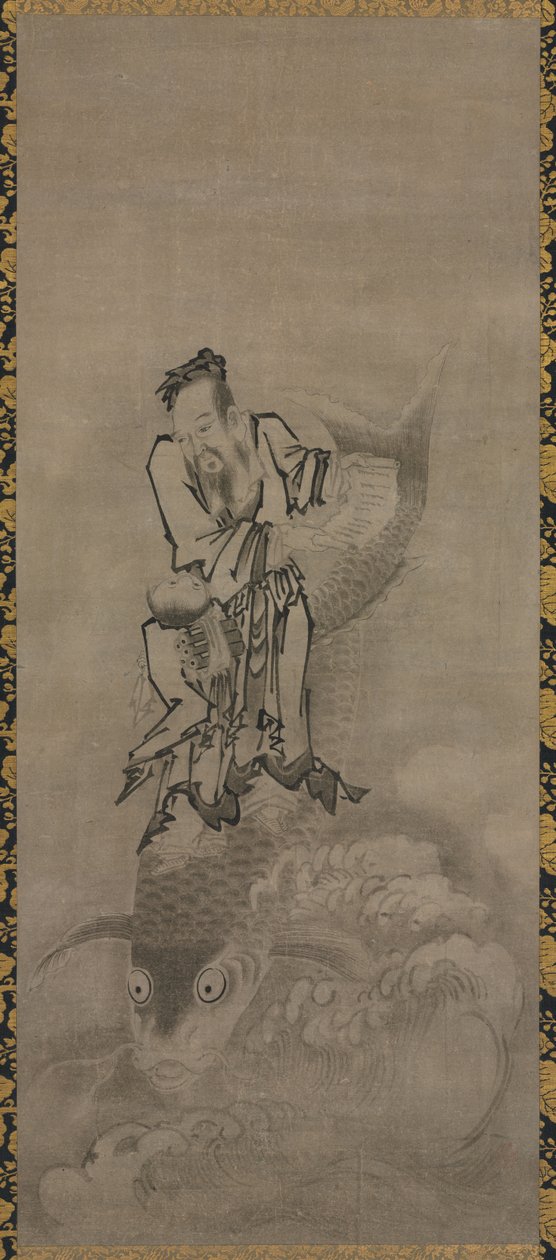 Hotei met Daoïstische Onsterfelijken, late 1600s-vroege 1700s door Kyūseki Tomonobu