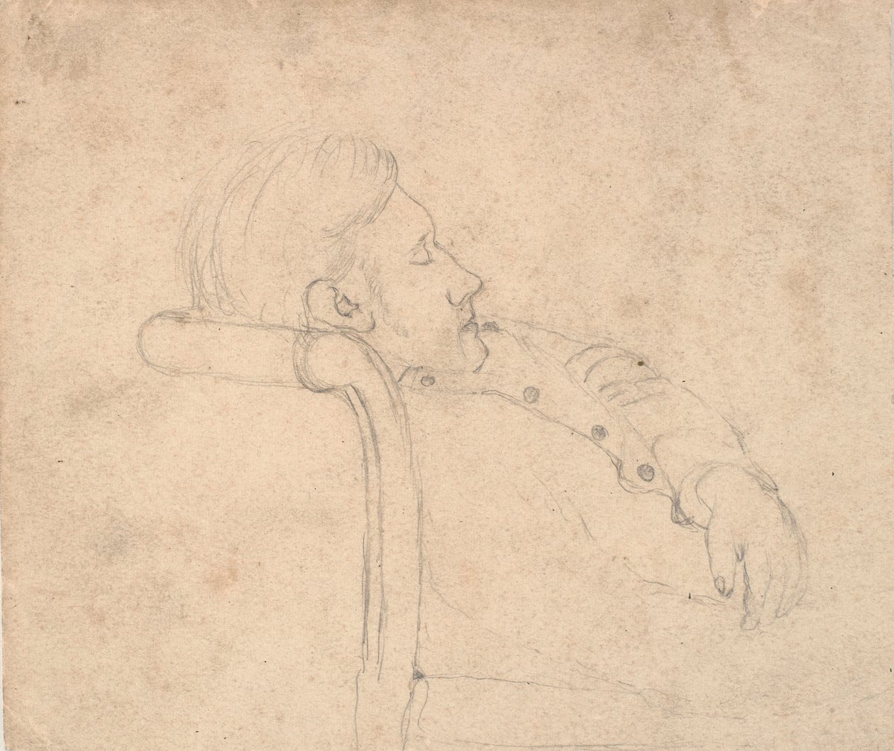 Slapende man op een sofa. Halve figuur door Laurits Andersen Ring